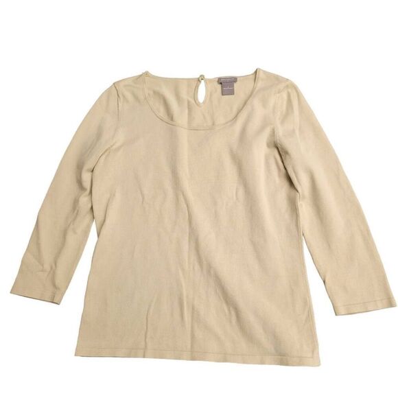Loft Tan Silk Blend 3/4 Sleeve Blouse and SC Surplus Blue Denim Skirt Set - Picture 6 of 13